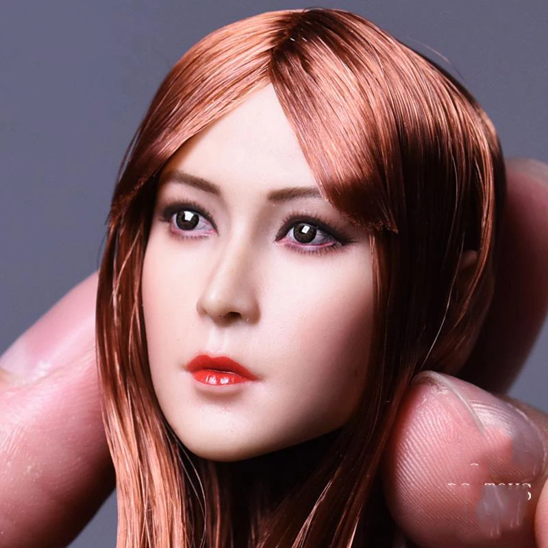

1/6Scale D008 Asian Beauty Women Head With Brown Long Hair DIY Models for 12'' Bodies