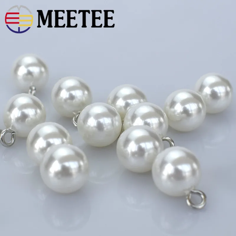 Круглые пластиковые пуговицы Meetee 8 16 мм 50 шт. жемчужная подвесная пряжка на молнии