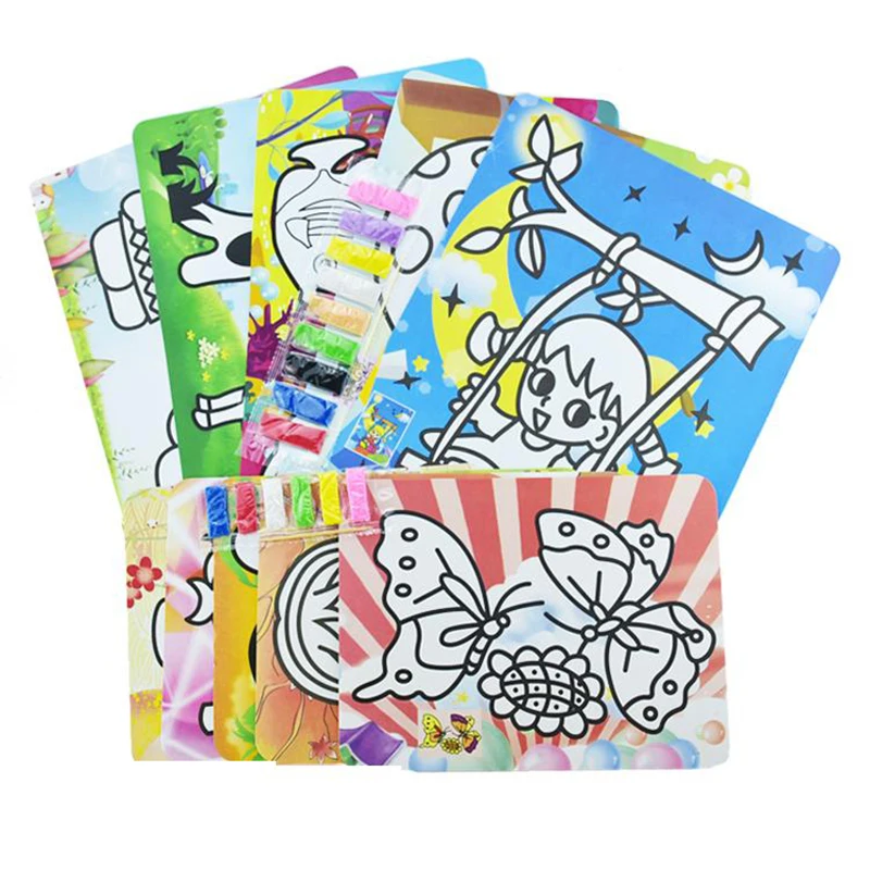 10pcs children sand paper for drawing toys/ Kids baby cartoon art/sand painting kindergarden and school educational toy | Игрушки и