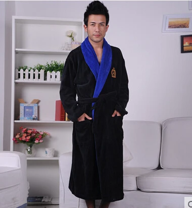 Мужской длинный халат большого размера с воротником шалью из 100% махрового хлопка