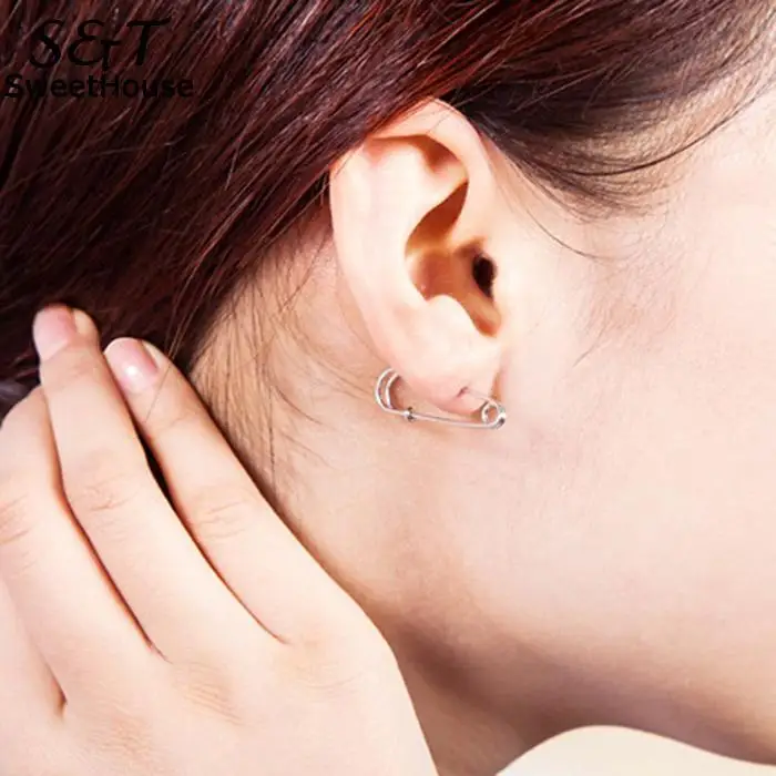 FANALA Hood Earrings Geometric Shape Safety Fastening Pin Hook Stud Simple Style Woman Pendientes de capucha | Украшения и