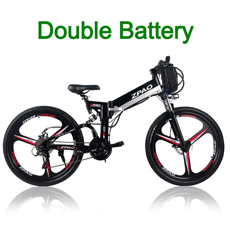 Black Double Battery KB26 высокое качество складной электрический велосипед, 26 дюймов 350W горный велосипед, 48В, 10.4Ah литий Батарея, 5 Класс с педалью - Цвет: Black Double Battery