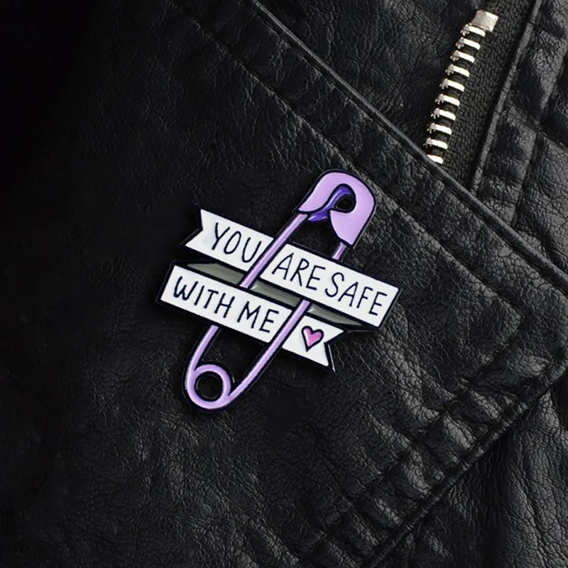 1 шт. любовь булавка-ленточка брошь фиолетовая бумажная зажим сердце вы безопасны