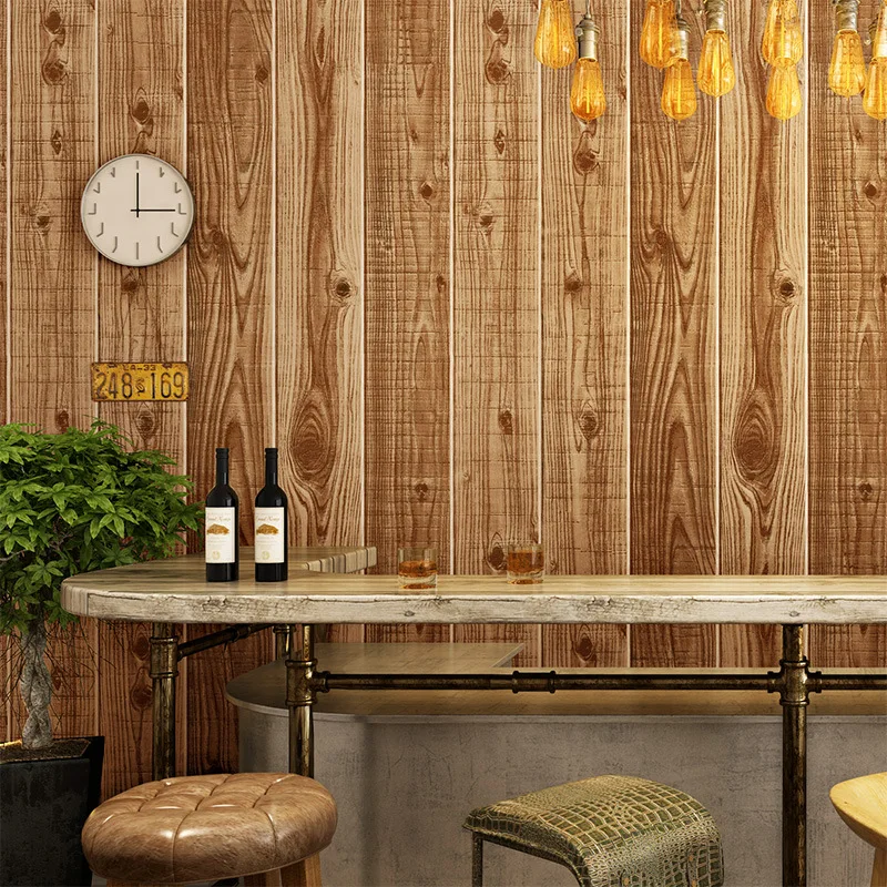 

Beibehang Retro imitation wood flooring wood texture wallpaper specialty shop tea shop coffee shop PVC wood texture 3d wallpaper
