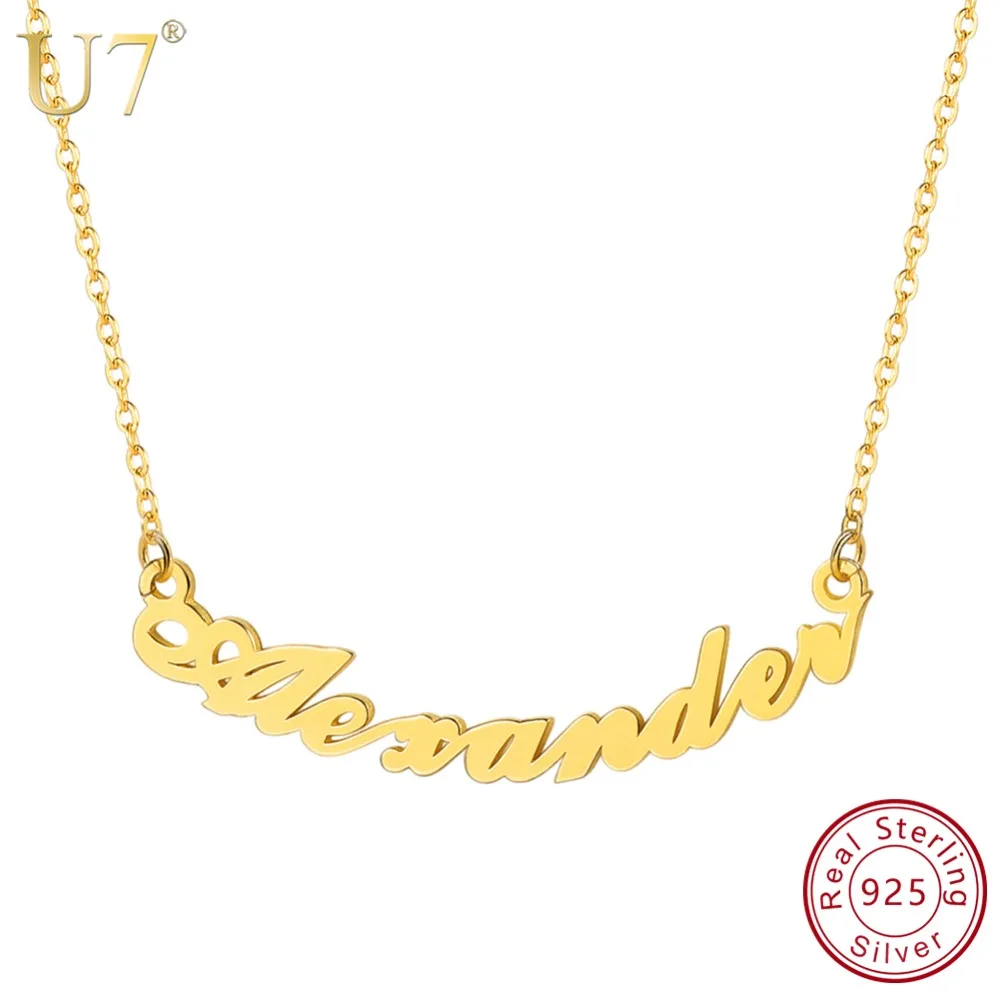 Ожерелье чокер из серебра 925 пробы с кулоном в виде имени|Ожерелья подвеской| |