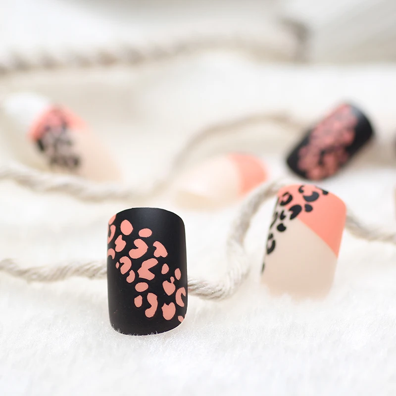 Fashionable Matte Color Nail Tips with Leopard design Artificial Colorful Nails Manufacture | Красота и здоровье