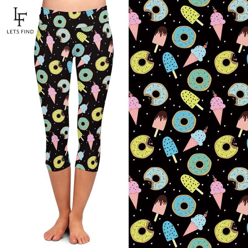 Летний Лидер продаж бесшовные 3D с принтом мороженое для девочек капри леггинсы