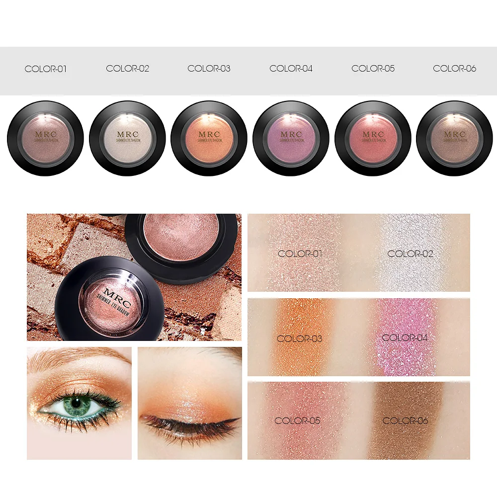 MRC New 6 Colors Bouncing Glitter Eyeshadow Waterproof Long-Lasting Powder Nude Makeup Eye Shadow with Magnetic Package |