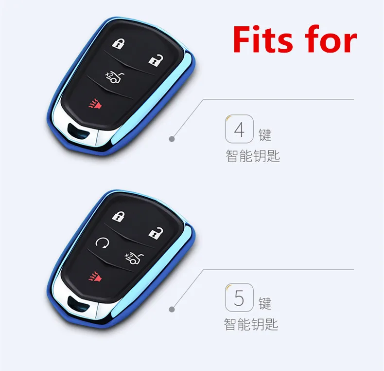 TPU soft Car Key Cover Keychain For Cadillac CTS ATS 28T CTS-V coupe SRX Escalade srx atsl xts 2015 XT5 CT6 with keychian | Автомобили и