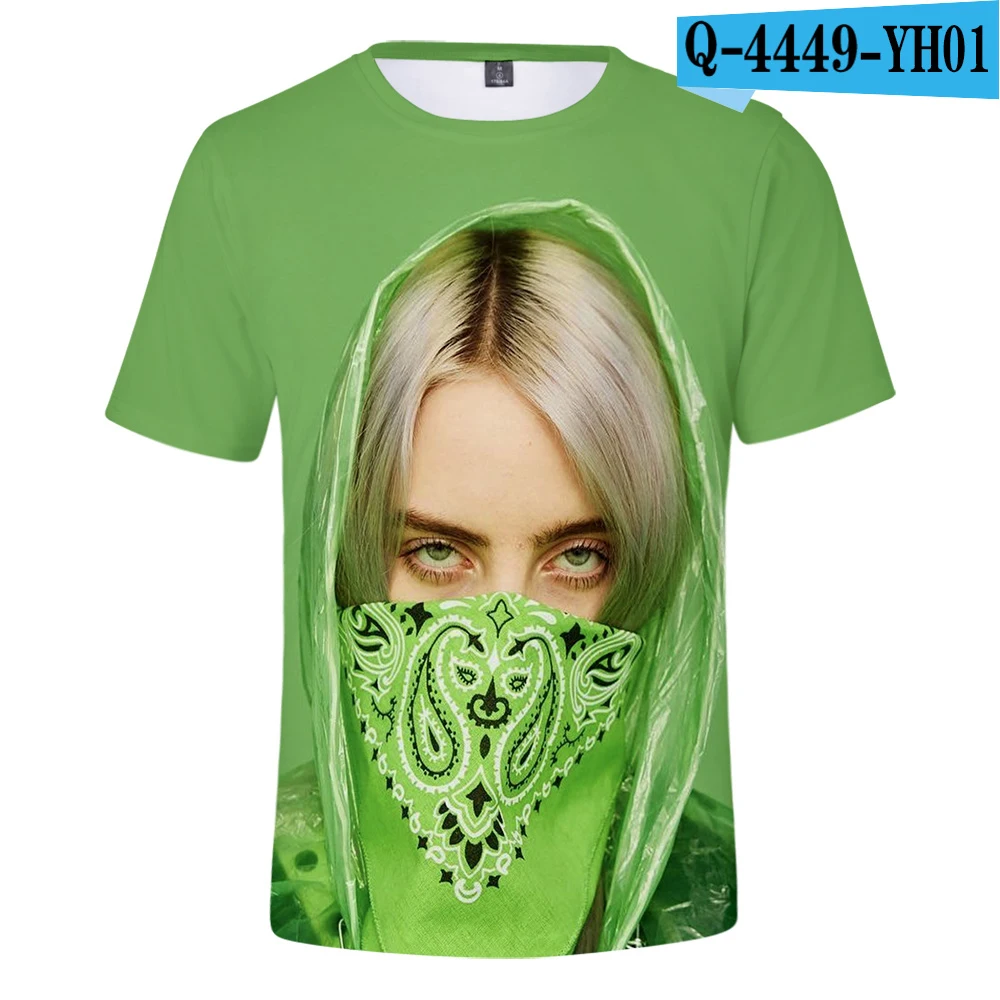 3D Billie Eilish, новинка, 3D футболка, для мужчин, летняя мода, хип-хоп, Harajuku, повседневная одежда, Billie Eilish, 3D, для девочек, желтая футболка - Цвет: 3D