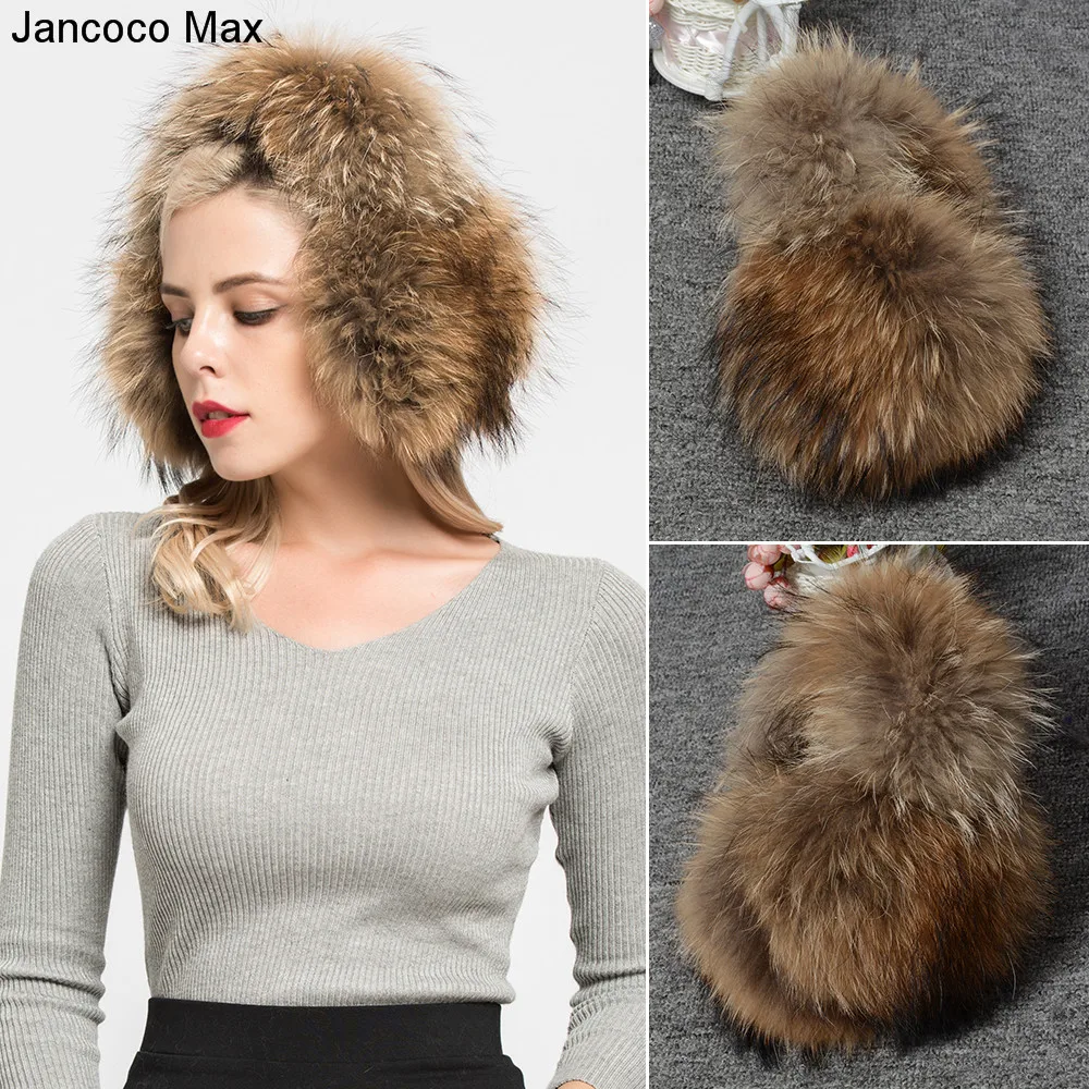 Jancoco Max+ натуральным лисьим мехом Наушники для защиты от холода, шарф, зимний теплый Одежда высшего качества шапки-ушанки Для женщин S7136