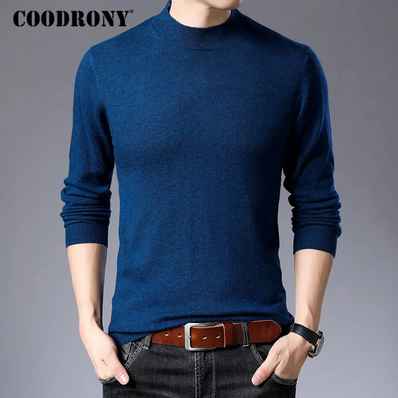 Синий COODRONY Brand Sweater Men Casual Turtleneck Pull Homme Merino Wool Sweaters Autumn Winter Soft Warm Cashmere Pullover Men 93011 - Цвет: Синий