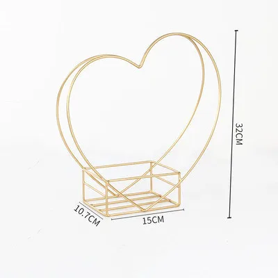 Heart Shape Роскошные золотые металлические цветочные корзины цветочный букет стенд в форме сердца цветочный горшок - Цвет: Heart Shape