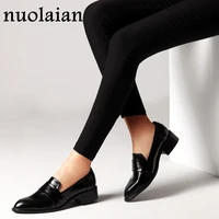 4 5cm heels women pumps dress office lady pumps woman black patent leather square heel loafer shoes ladies summer shoe
