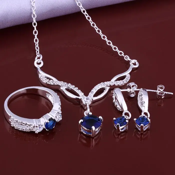 Ювелирный Комплект из серебра 925 пробы Модный серьги 507 ожерелье 534 кольцо 39 8/ifgaqwna
