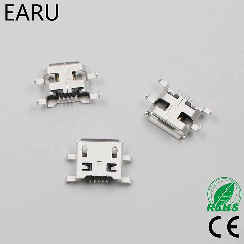 10pcs Micro USB 5pin B type 0.8mm Female Connector For Mobile Phone Mini Jack Charging Socket Four feet plug | Обустройство дома