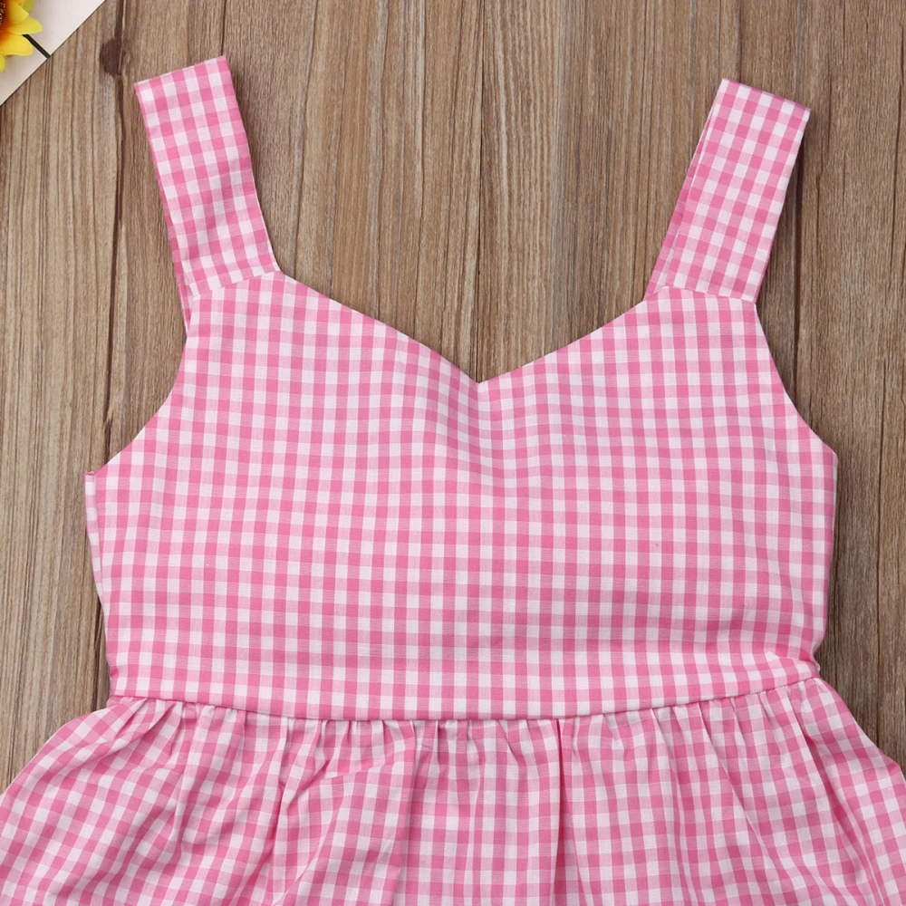 Летние вечерние платья в клетку с бантом для маленьких девочек повседневная одежда От 1 до 6 лет