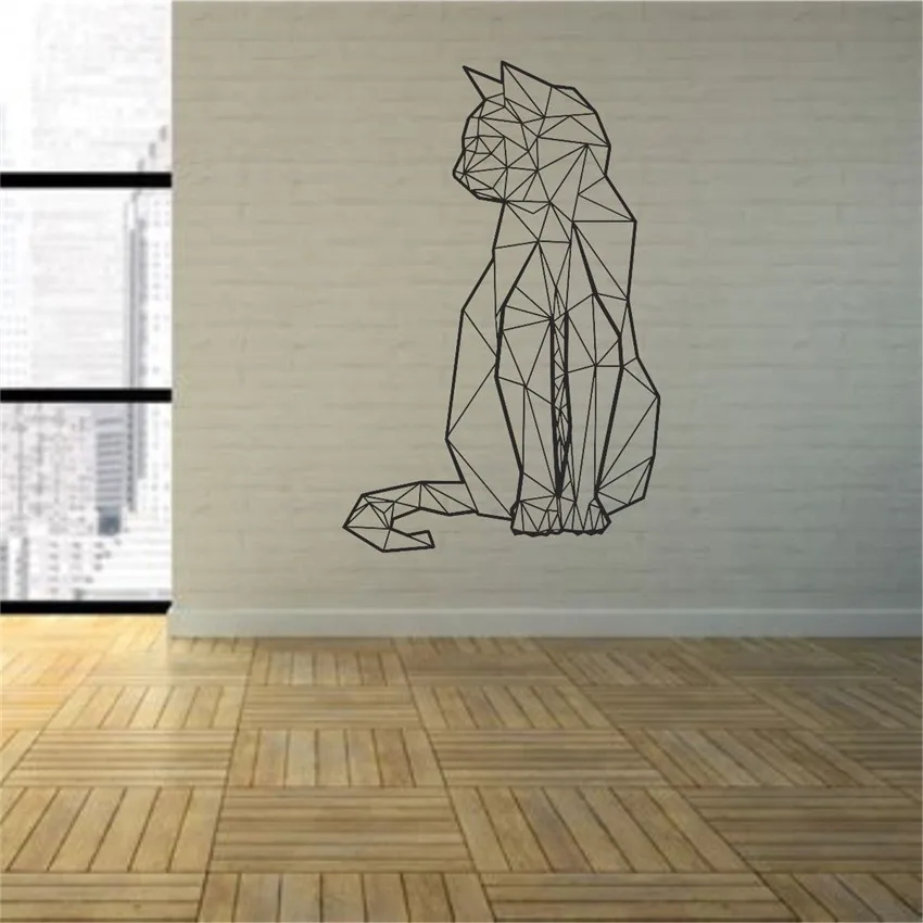 

Animals Geometric Cat Wall Art Vinyl Decal Game Room Graphic Transfer Art Decor Living Room Decals Sticker D731