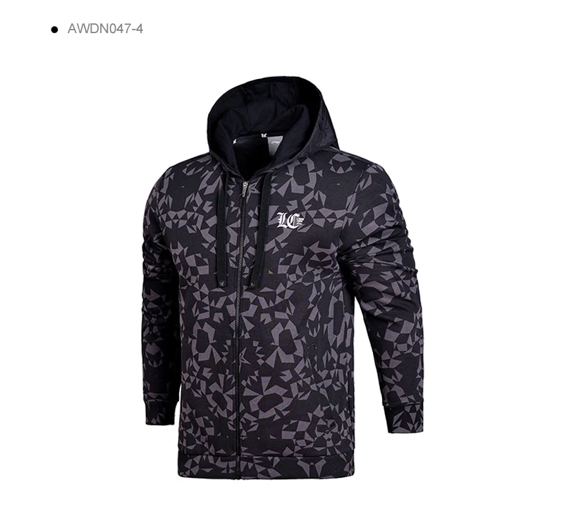 Li-Ning, мужская спортивная одежда, трикотажная толстовка с капюшоном, свитер, Стандартная посадка, Модная трикотажная толстовка FZ, удобная куртка AWDN047 MWW1367