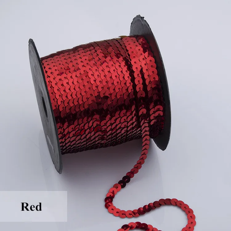 Red 1 рулон(100 ярдов) Блестки для шитья на отделке для сумок, рукоделия, рукоделия, аксессуары для шитья, художественное украшение 6 мм - Цвет: Red
