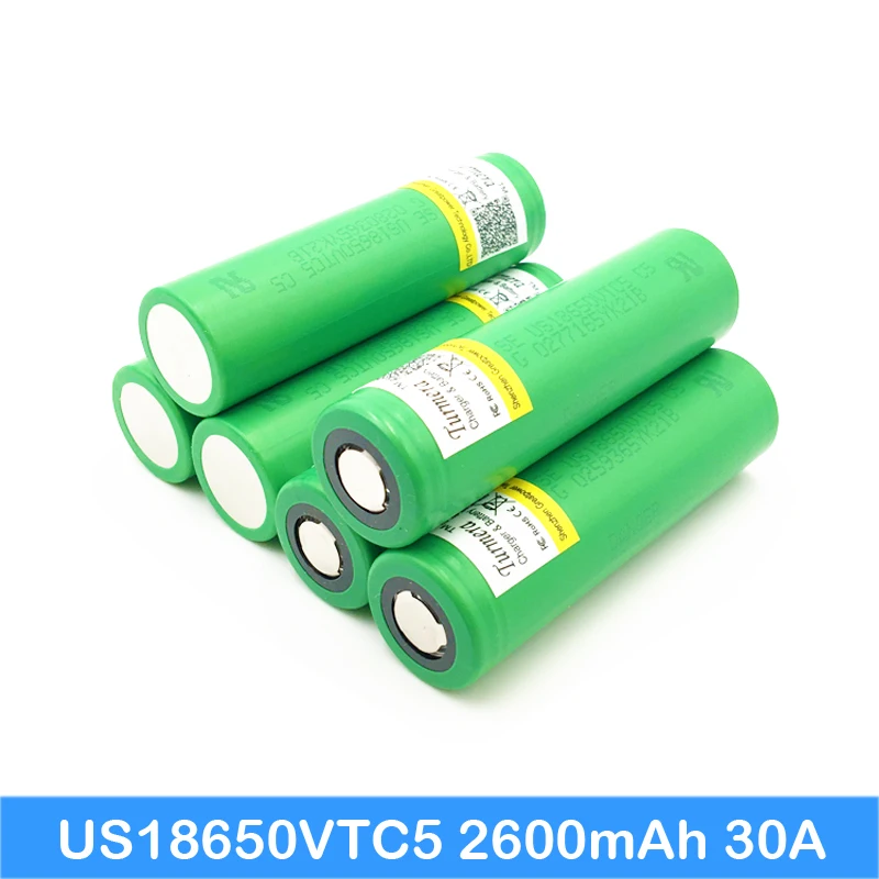 100% оригинальный 30A разрядка 3 7 V US18650 VTC5 2600mAh перезаряжаемые батареи для