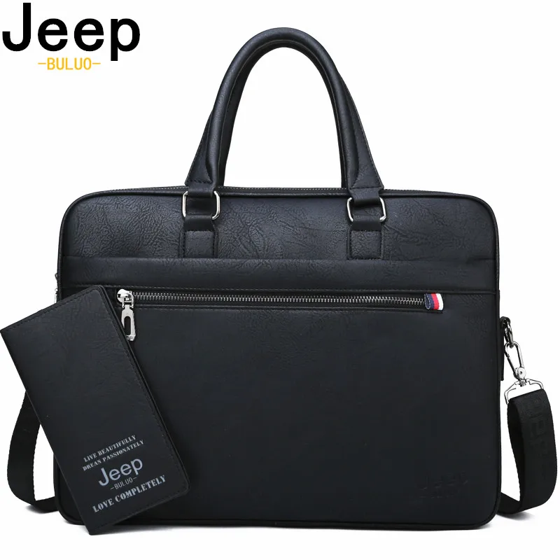 Мужской портфель для офиса jeep buluo, оранжевая сумка для ноутбука 14", iPad, деловая кожаная сумка с ремнем через плечо, брендовая сумка, все сезоны