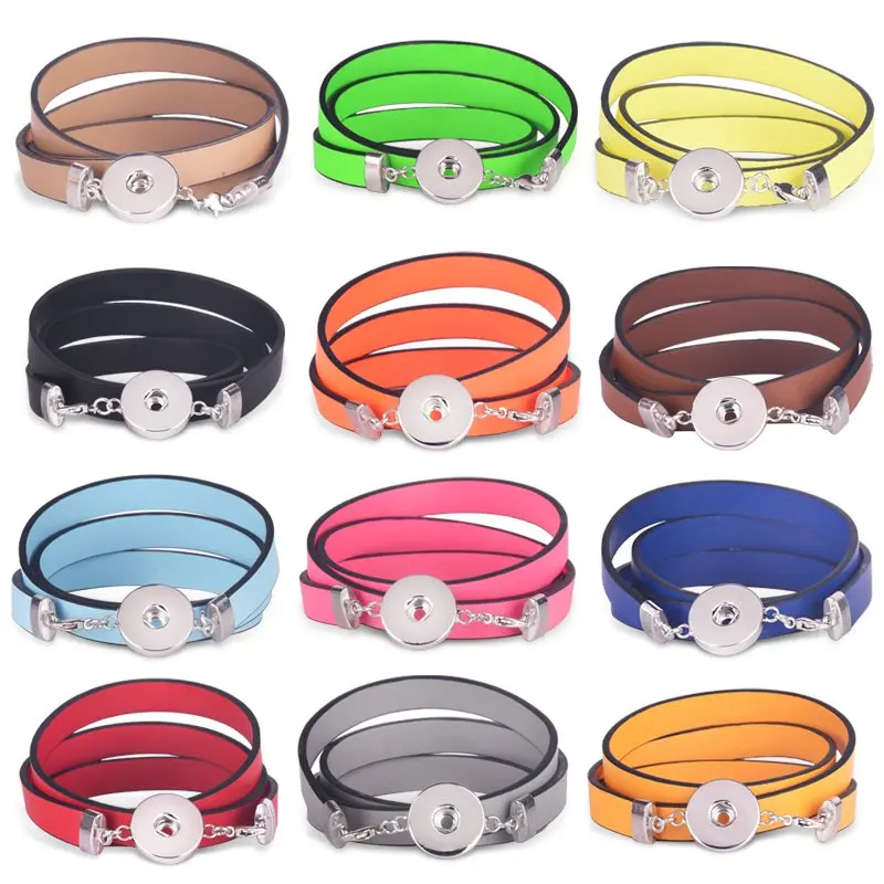 Женские браслеты с кожаными кнопками браслет подвеской для 18 мм аксессуары
