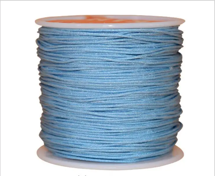 light blue 1 рулон 45 м х 0,8 мм нейлоновая китайская лента с узлом для ожерелье в стиле «макраме» браслет плетеный шнур с кисточками бисерная нить шелковая проволока - Цвет: light blue