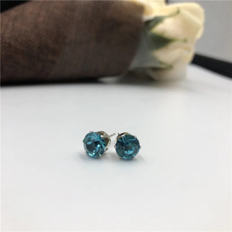 light blue 6 14 цветов, модные ювелирные изделия, роскошные Австрийские кристаллы для женщин,, серебряные украшения для ушей, подарок для лучших друзей - Окраска металла: light blue 6