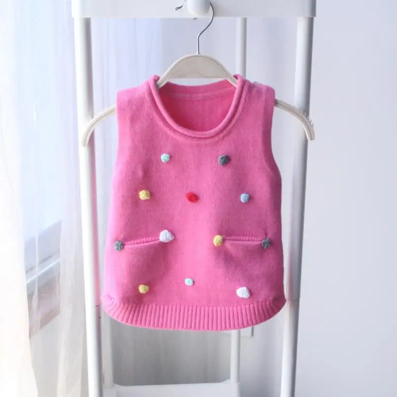 2018 весна осень зима Детский жилет для младенцев милые вязаные свитера в горошек