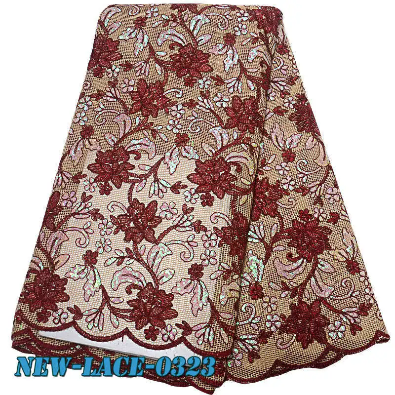 Кружевная ткань с блестками 2019 высококачественная новая Нигерия вышитая