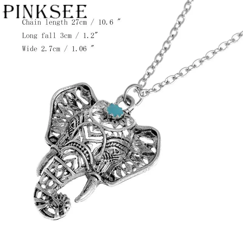 PINKSEE богемные винтажные античные серебряные ожерелья с подвесками натуральным