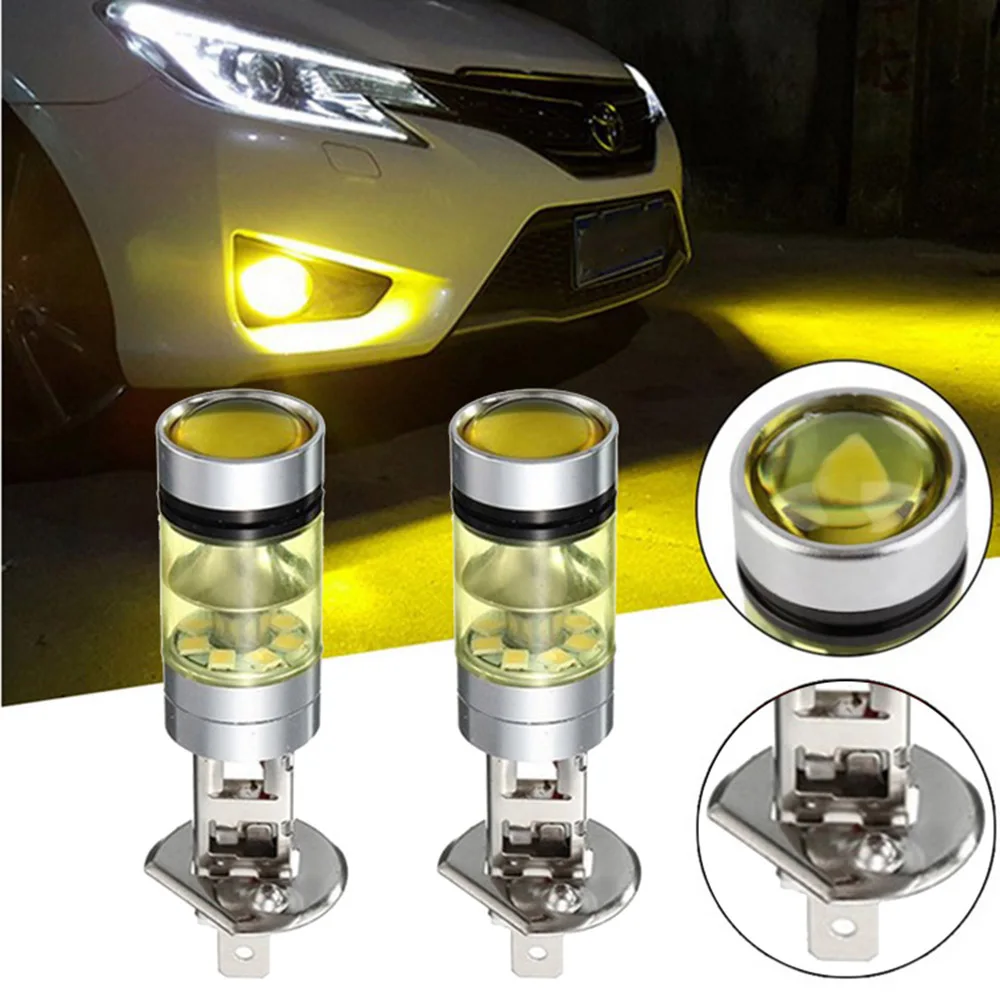 

Автомобисветильник противотуманные фары, 2 шт., H1 2828SMD, 100 Вт, 20 светодиодов, супер ярсветильник фары, желтое золото, световой индикатор автомо...