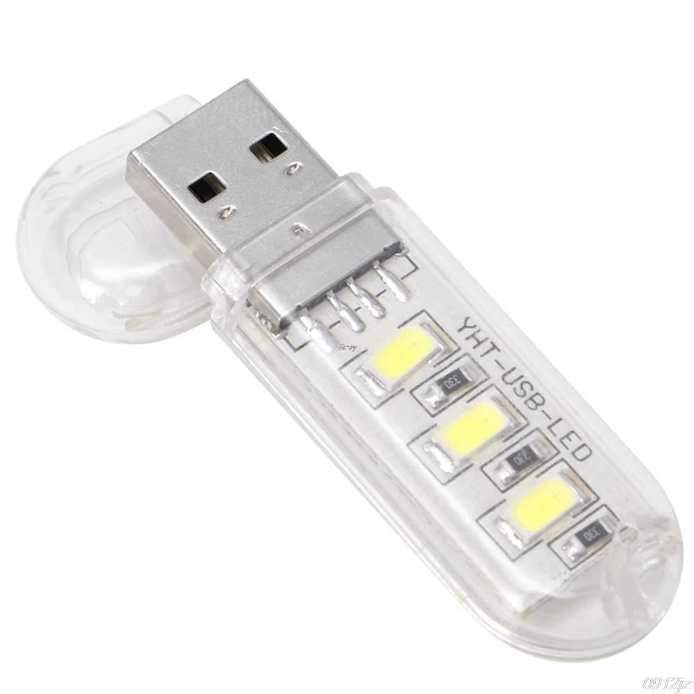 Портативный брелок 3 светодиодный Белый Ночник светильник USB мощность u диск