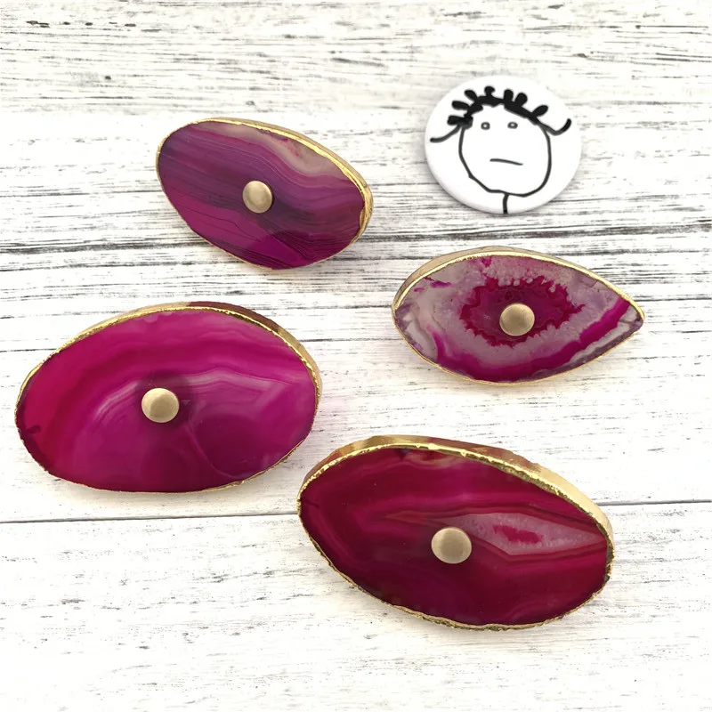 1 piece Red Agate LCH в скандинавском стиле Роскошный натуральный агатовый шкаф Сердолик ручка выдвижной ящик мебельные Ручки Латунная кристальная ручка простая жизнь - Цвет: 1 piece Red Agate