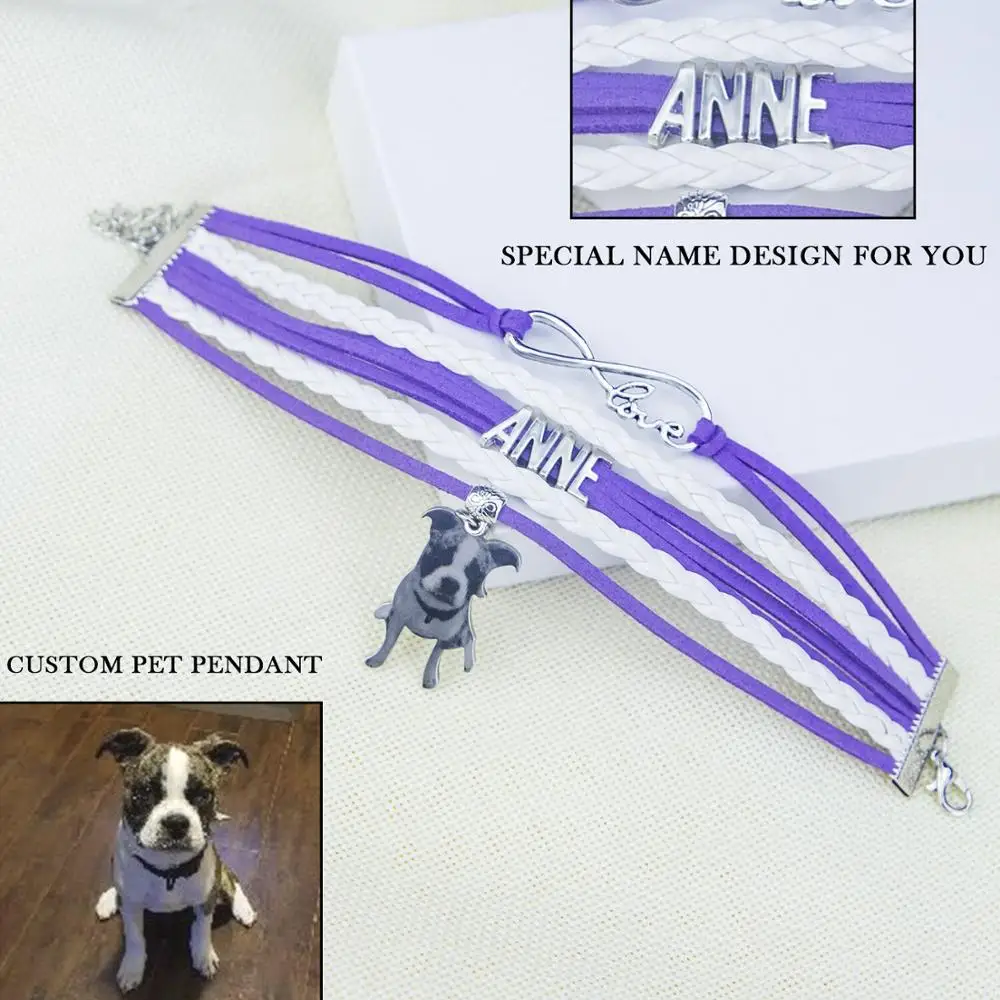 Personalized Pet and Name Weaving Charm Bracelet Customized your own style for Dropshipping CJZBLXSL01293 | Украшения и