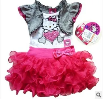 2014 summer hello kitty dress flower girl's princess dresses children's clothing kids ball gown cute clothes | Детская одежда и
