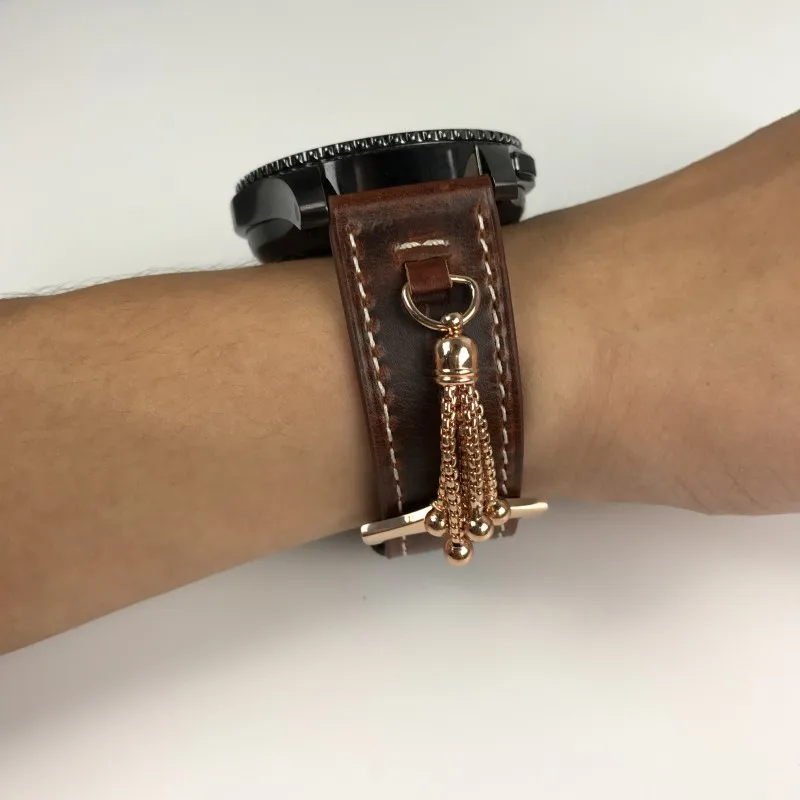 Chicago ремешок из натуральной кожи для samsung gear S3 Frontier/классический ремешок 22 мм с разъемом адаптера
