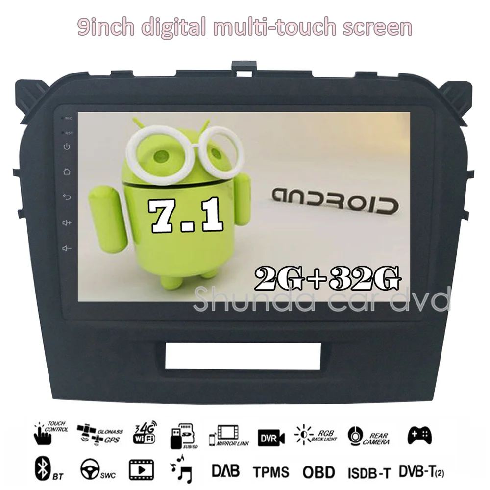 SHUNDA HD Android 7 1 T3 2G 16G для Suzuki Vitara 2008-2014 Автомобильный dvd-плеер с gps 3g 4G wifi радио Navi