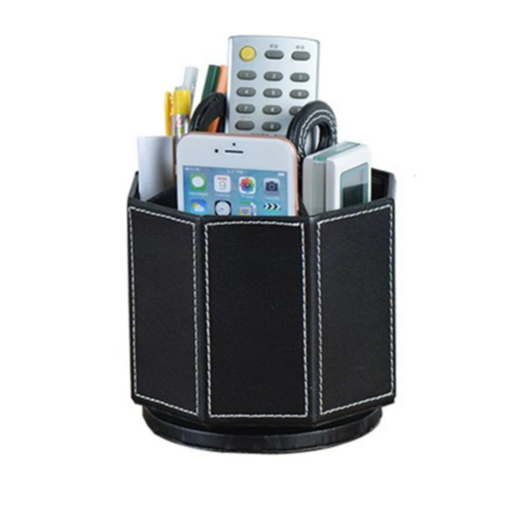 

PU Leather Rotatable Remote Control Holder Storage box for TV Remote Phone Eyeglasses pen