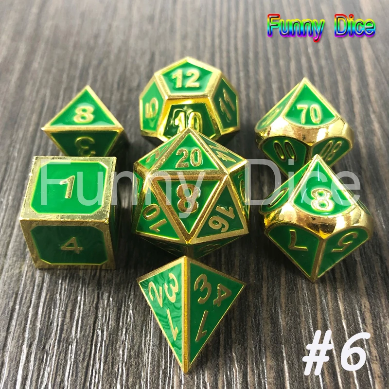 Новые металлические 6 цветов 7 игральные кости D4 D6 D8 D10 D% D12 D20 и металлическая коробка для настольной игры Rpg Dados Juegos De Mesa DND вечерние игральные кости