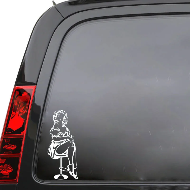 

YJZT 6.7*15CM Graceful Charming Girl Fashion Cool Style Car Sticker New Design Black/Silver Vinyl Decal C20-0960