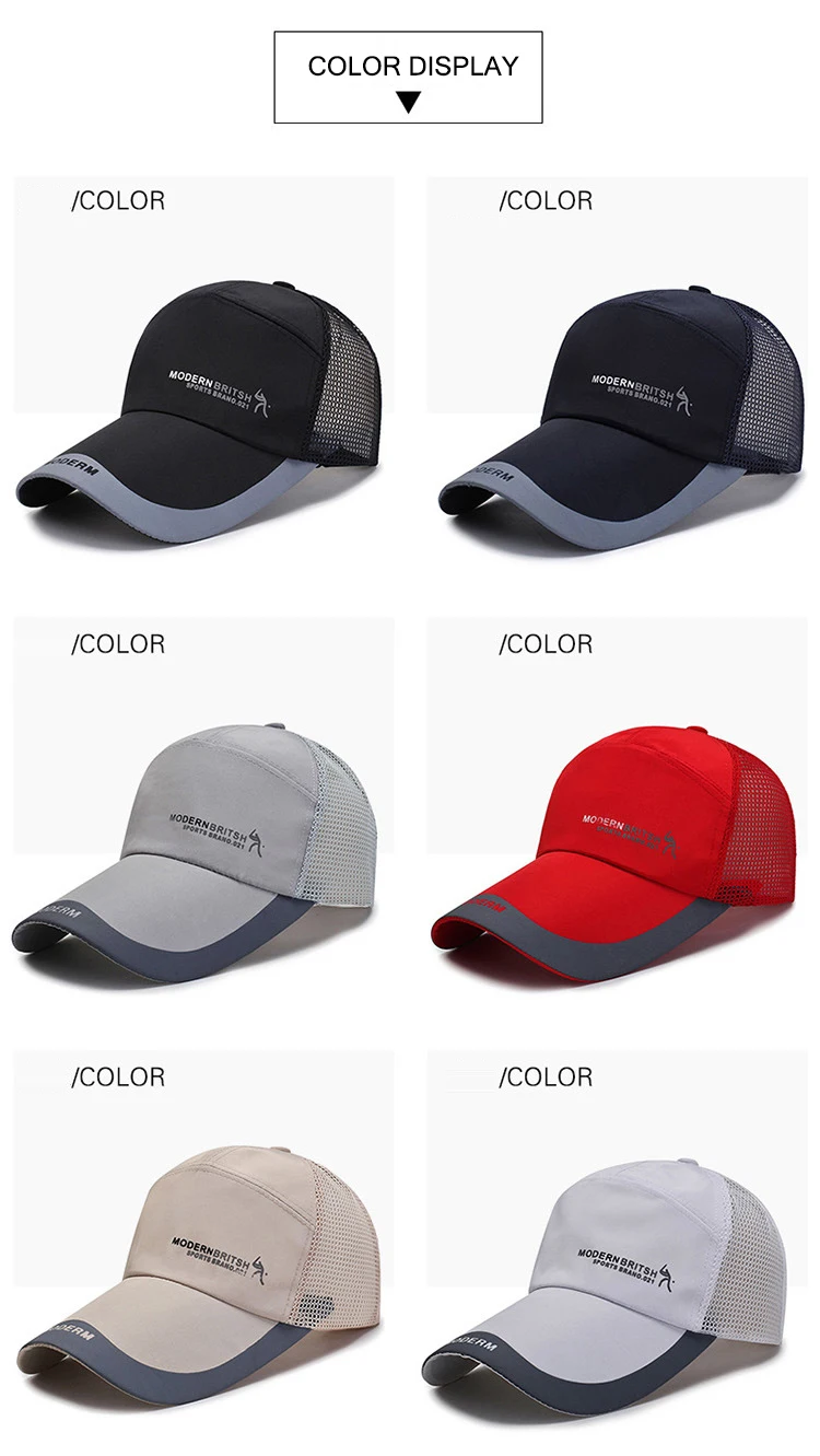 Men and Female Solid Color Baseball Caps Sport Hats Dad Hat Bone Net Leisure Snapback Women Men Mesh Breathable Hat