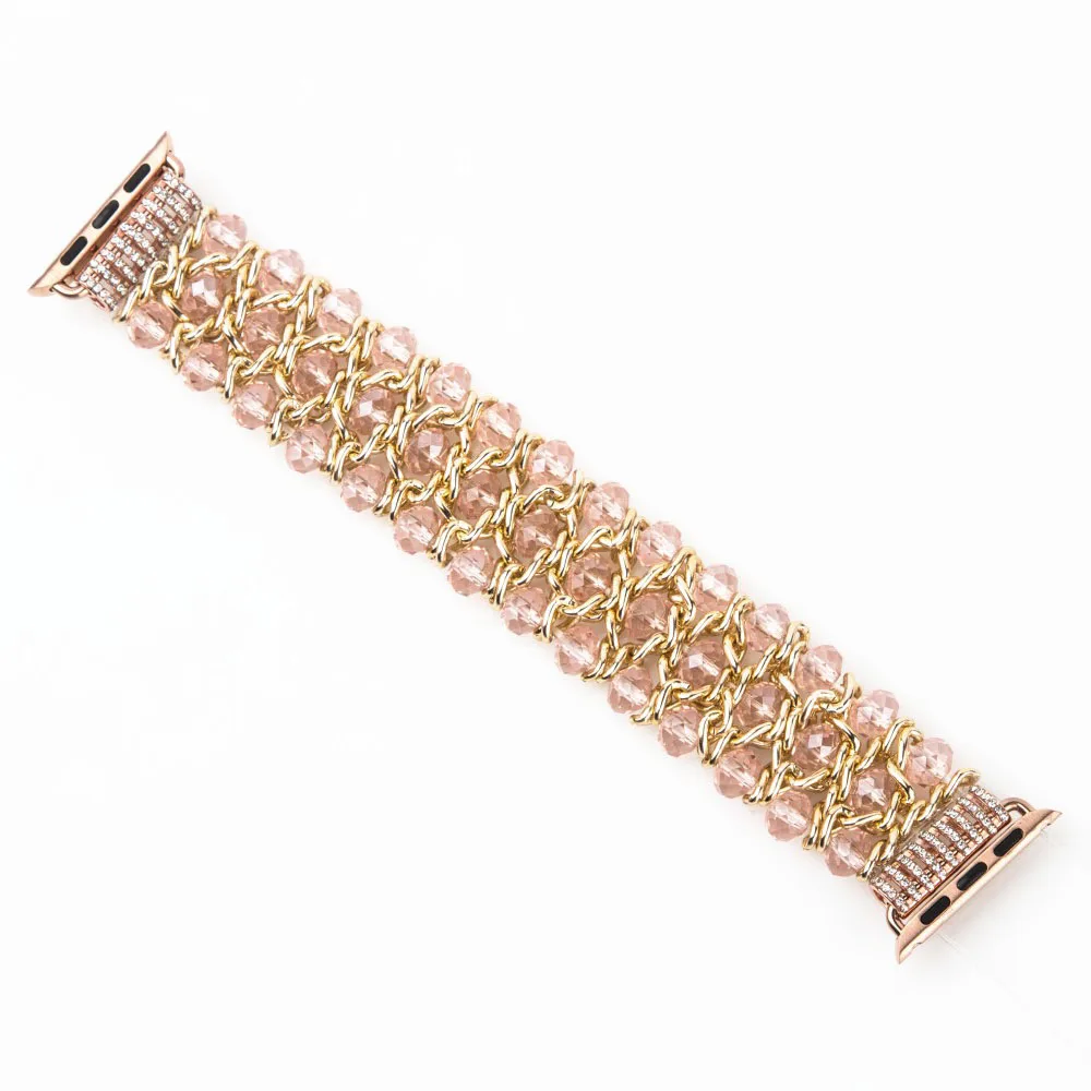 DAHASE Bling Beads бисера браслет для наручных часов Apple Watch 38 мм, 42 мм, ремешок для наручных часов iWatch серии 1/2/3 металлические ювелирные изделия браслет - Цвет ремешка: Золотой