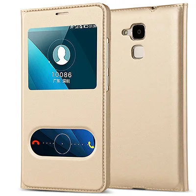 Чехол huawei Honor 5C, роскошный флип-чехол из искусственной кожи для huawei Honor 7 Lite, Honor5C Honor7 Lite, чехол huawei GT3 с открытым окошком - Цвет: Золотой