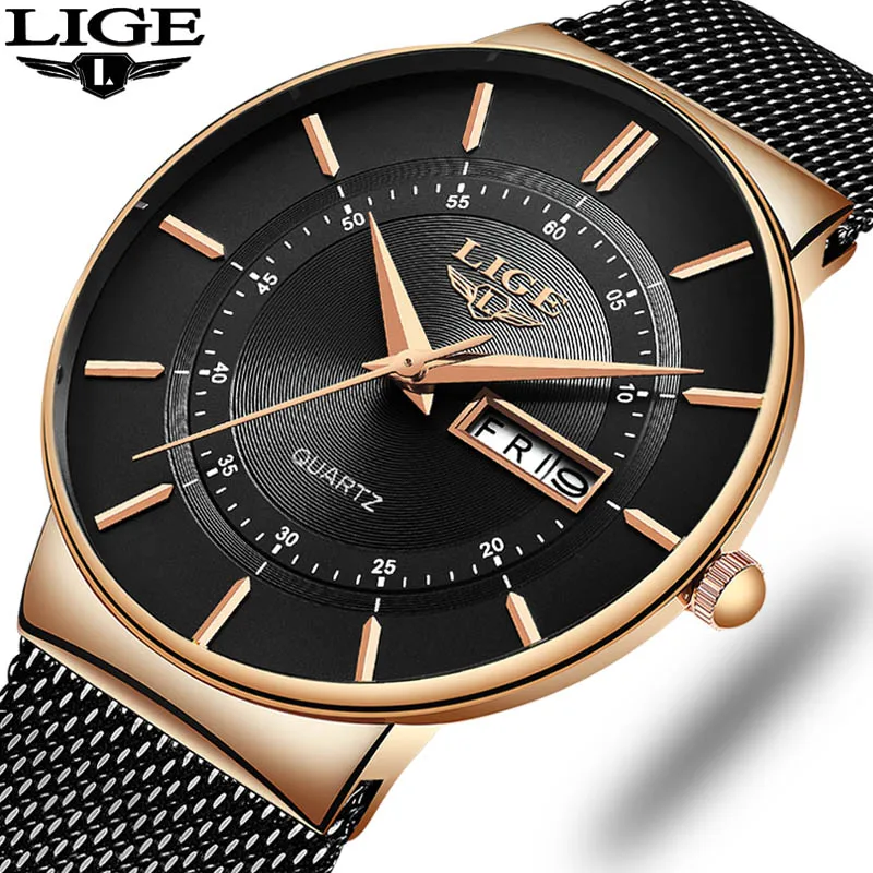 LIGE новые мужские s часы лучший бренд класса люкс повседневные модные Мужские