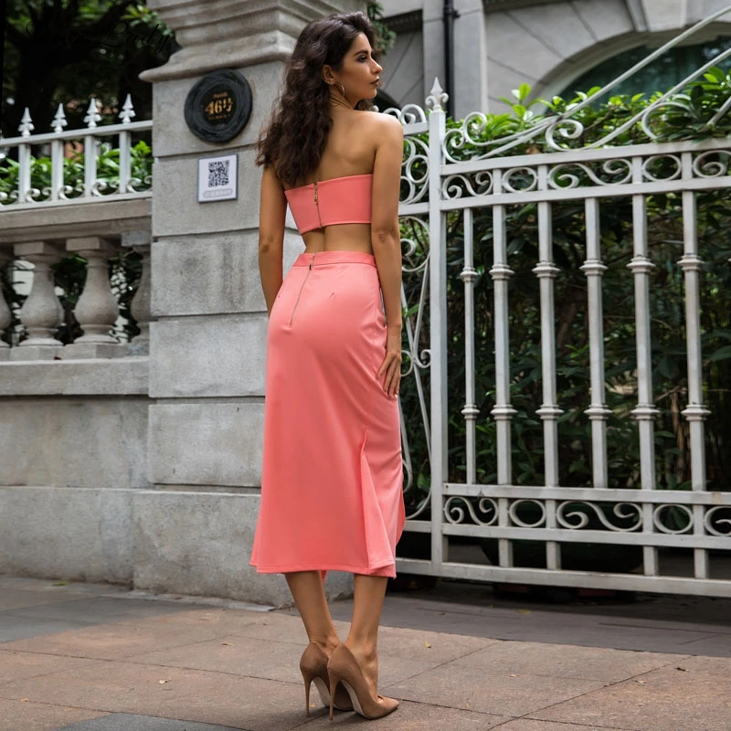 Женское вечернее платье Облегающее с оленем комплект из 2 предметов розовое