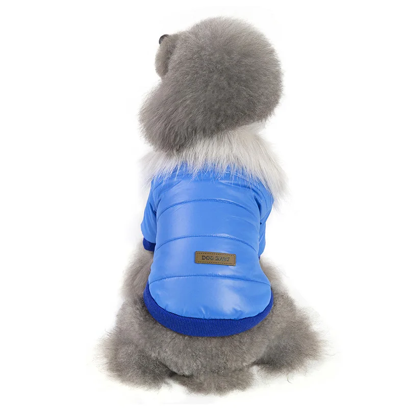 Зимняя одежда для собак теплый пуховик мягкий меховой воротник