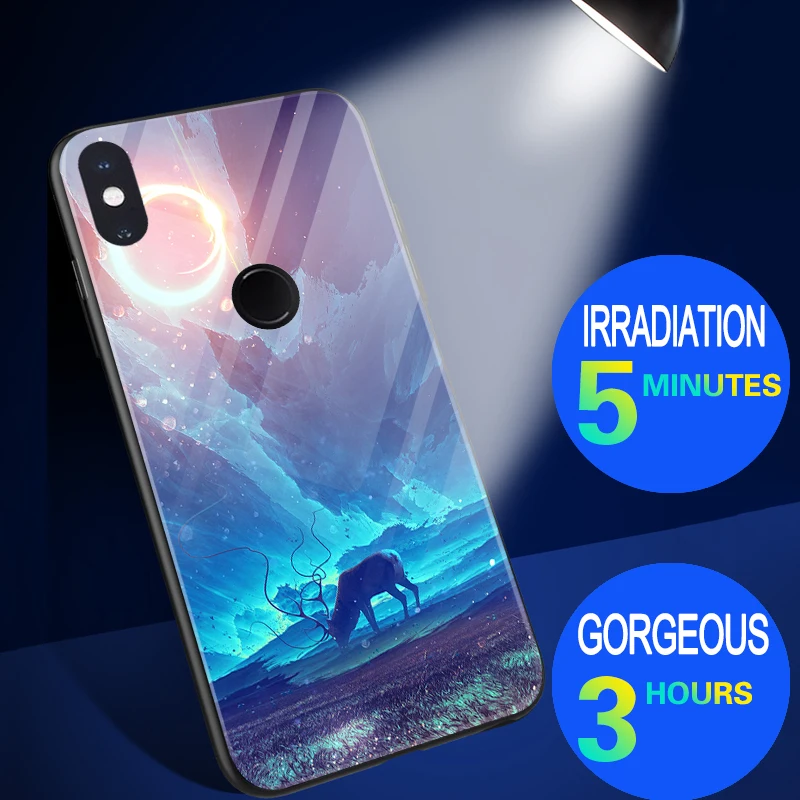 Роскошный блестящий чехол Starry night для XiaoMi Mi 6 6X Mi6 закаленное стекло светящийся