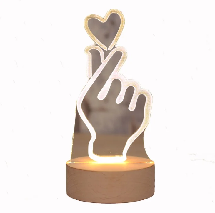 Горячая Распродажа настольная лампа 3D Love Gesture для светодиодного фестиваля